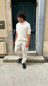 Ensemble Polo Blanc Cassé & Pantalon Blanc Style Lin